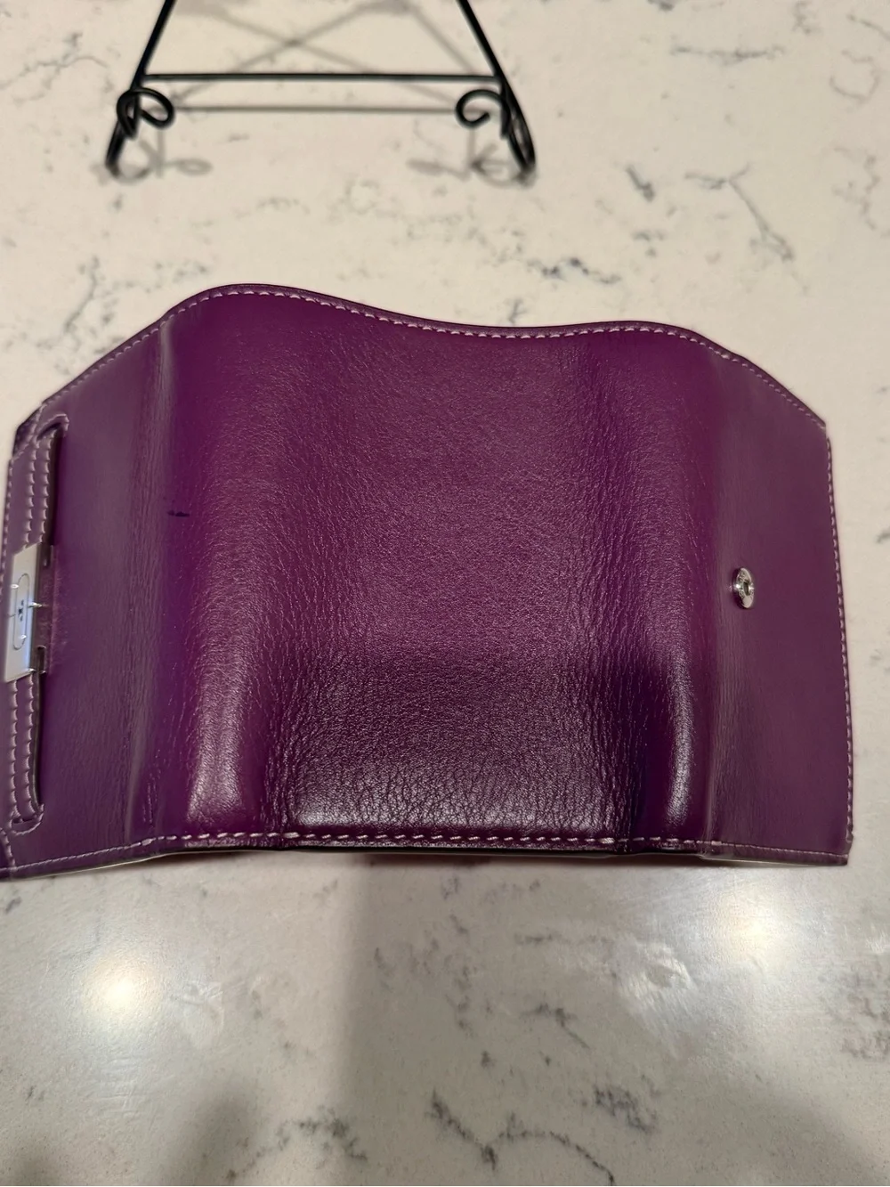 Purple Leather Turnlock Wallet